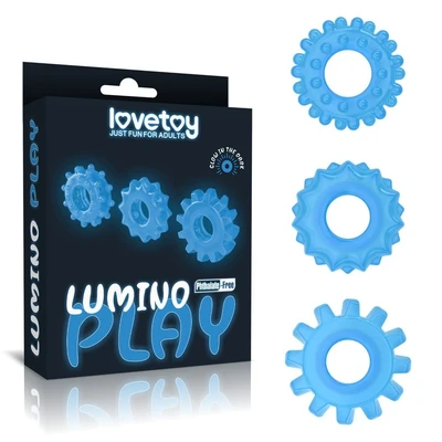 Lumino Play Penis Ring - glow in the dark, vodootporni, prozirni 3 komada - Sexy Shop