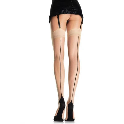 Lycra čarape s kubanskim stopalom - crne kožne - Sexy Shop