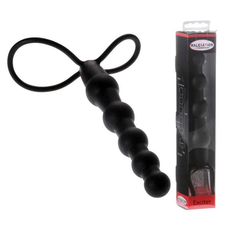 Malesation Exciter crni dildo sa trakama od silikona, 16cm vodootporni