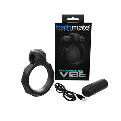 Maximus Vibe 55 - Crni Vibrirajući Prsten sa Stimulansom Klitorisa, Vodootporan - Sexy Shop