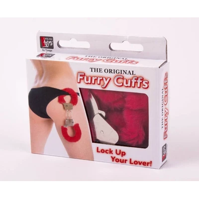 Metalne lisice sa crvenim krznom i ključevima - Sexy Shop