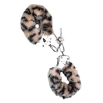 Metalne lisice sa krznom u leopard printu