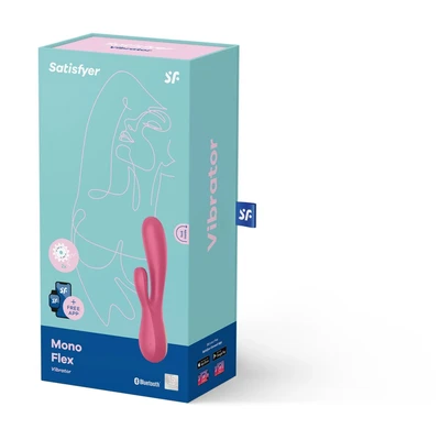 Mono Flex Rabbit Vibrator - Crveni Satisfyer sa aplikacijom, vodootporan i sa stimulansom klitorisa - Sexy Shop