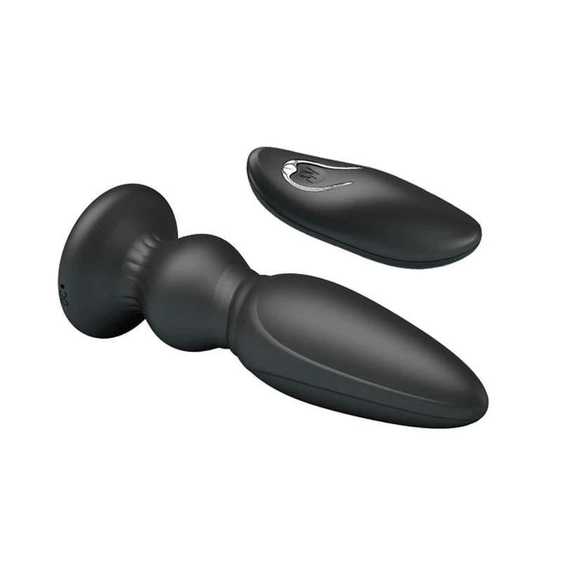 Mr. Play Super Power Anal Plug II - Vibrirajući analni čep sa daljinskim, vodootporan, 12,5 cm, crni