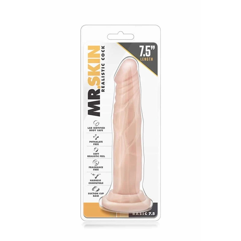 Mr. Skin Realističan Penis Basic 19 cm Bež sa Vakuumskim Postoljem