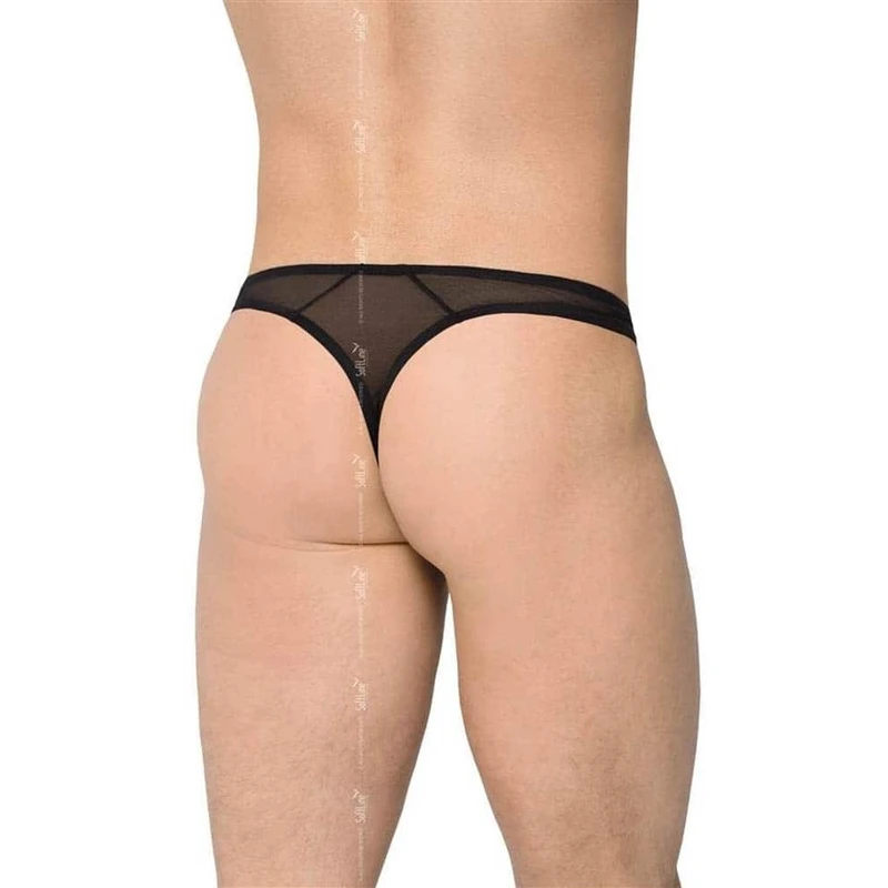 Muške bokserice Softline 4518 - crne, sjajne sa mrežastim umetkom i bočnim kopčama, XL
