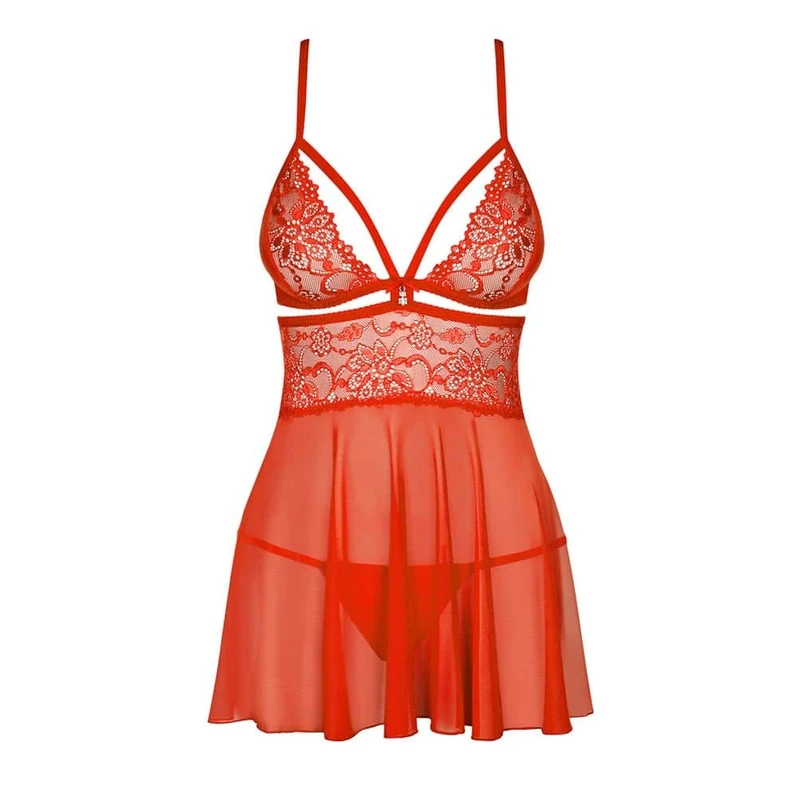 Obsessive Crveni Babydoll i Tange S/M 838-BAB-3