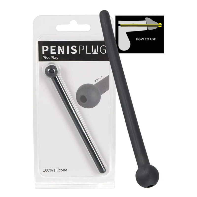 Penis Plug za Piss Play - Crni 11,8 cm