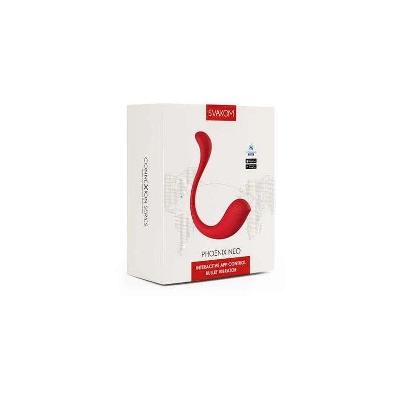 Phoenix Neo - Crveni vibrator sa klitoralnim stimulansom, kontrolisan aplikacijom, vodootporan
