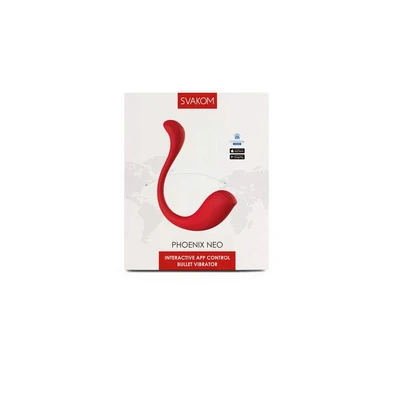 Phoenix Neo - Crveni vibrator sa klitoralnim stimulansom, kontrolisan aplikacijom, vodootporan - Sexy Shop