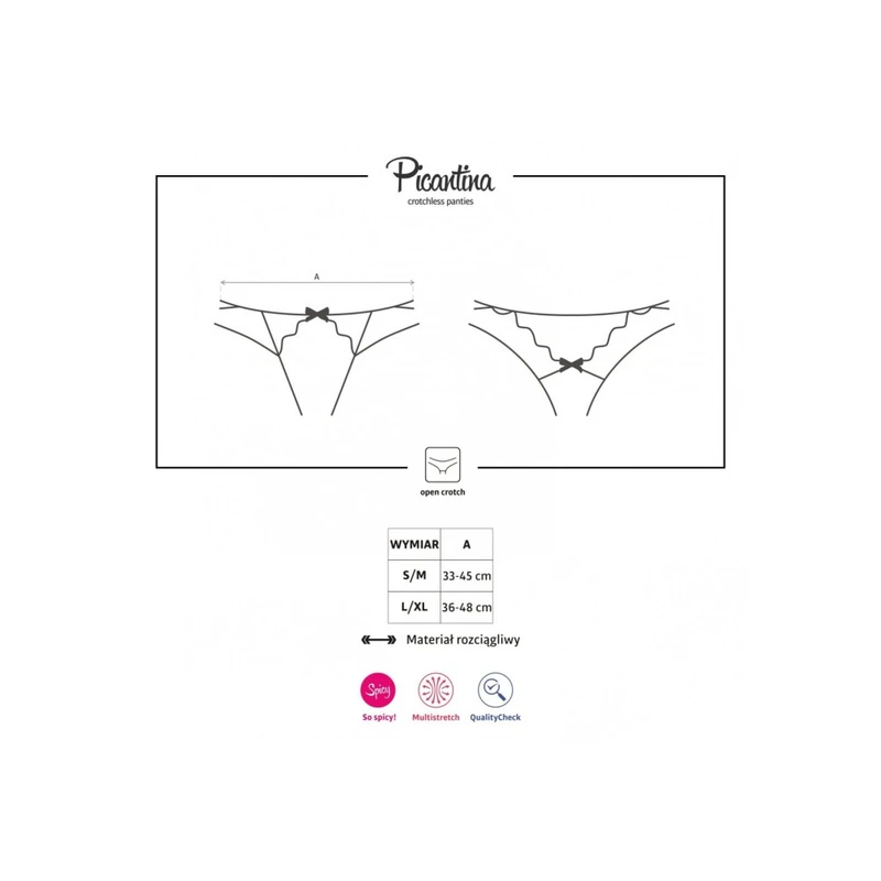Picantina crni tanga gaćice bez pregrade L/XL