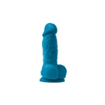 Plavi dildo sa testisima i vakuumskim postoljem 14cm - NS Toys