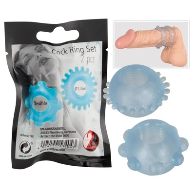 Plavi koktelski set prstenova sa različitim čvorićima, 2 komada - Sexy Shop