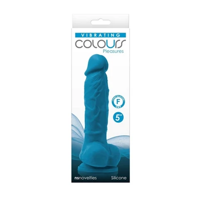 Plavi vibrator sa testisima i vakuumskim postoljem - 16,7cm - Colours Pleasures - Sexy Shop