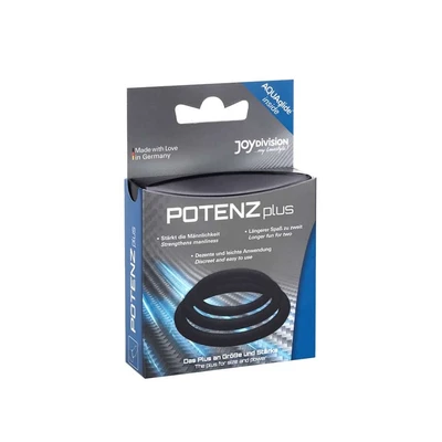 POTENZplus Black 3er Mix (S, M, L) - Crni silikonski prstenovi za podršku erekciji - Sexy Shop