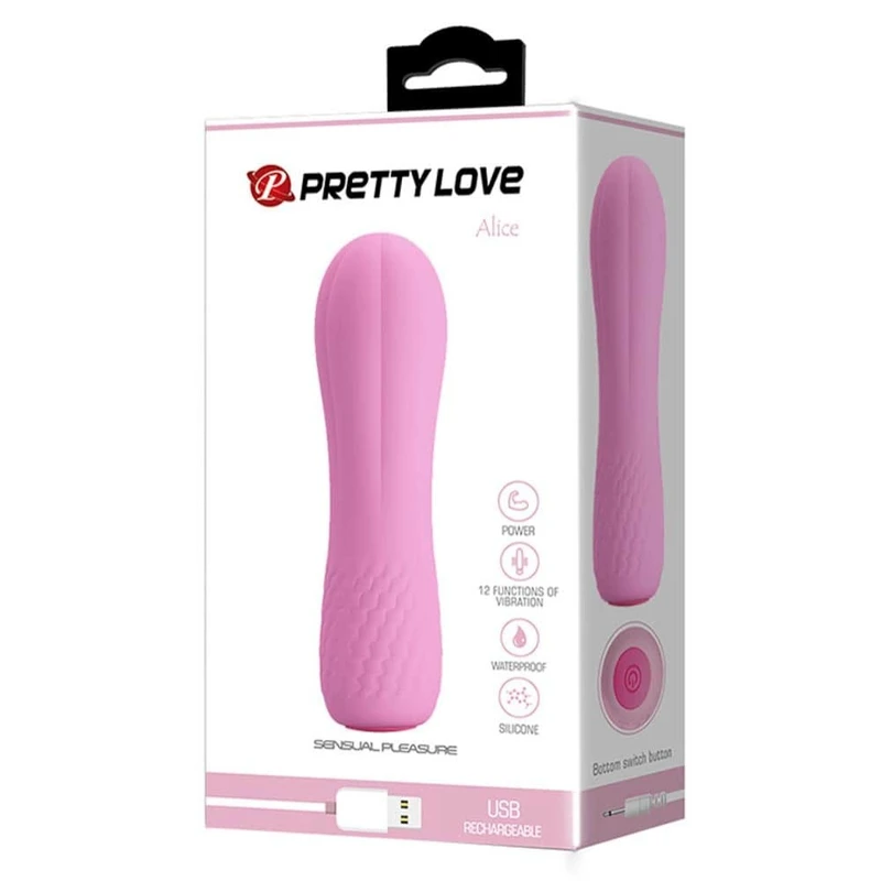 Pretty Love Alice - Vodootporni vibrator za G tačku, rozi, 12 funkcija vibracije