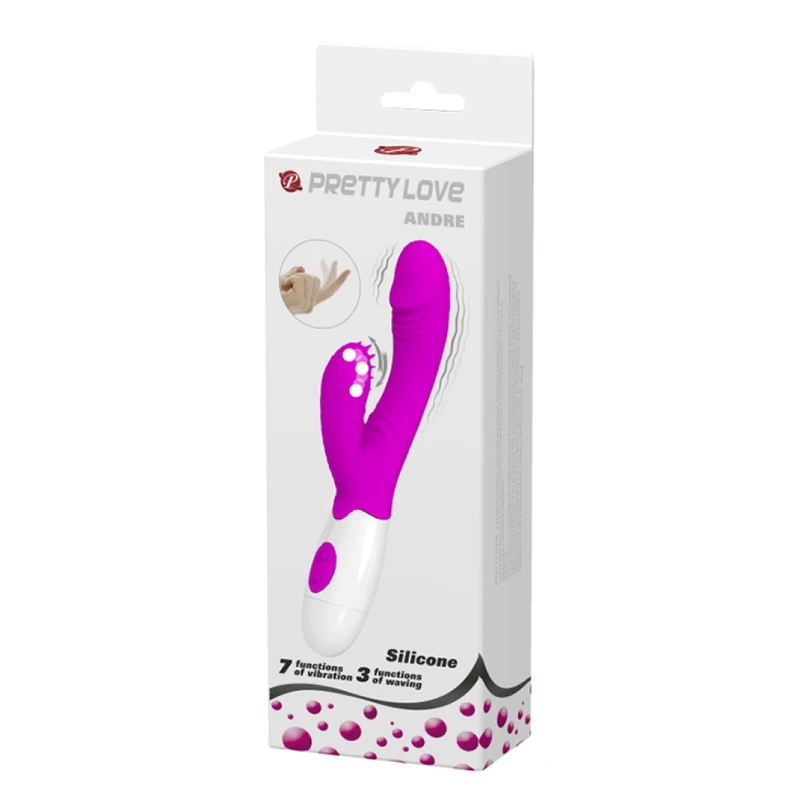 Pretty Love Andre - Dvostruki stimulator za užitak sa klitoralisom, ljubičast 