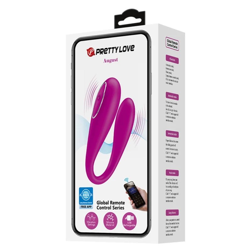 Pretty Love August vibrator sa 12 funkcija, ljubičasti, vodootporni, kontrola aplikacijom