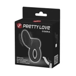 Pretty Love Cobra Black vibrirajući silikonski prsten za penis sa stimulansom klitorisa