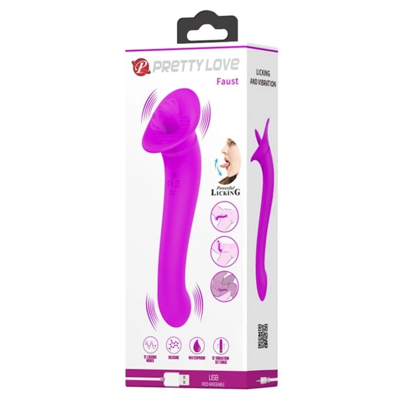 Pretty Love Faust vibrator sa ližnim i vibracionim funkcijama, ljubičasti