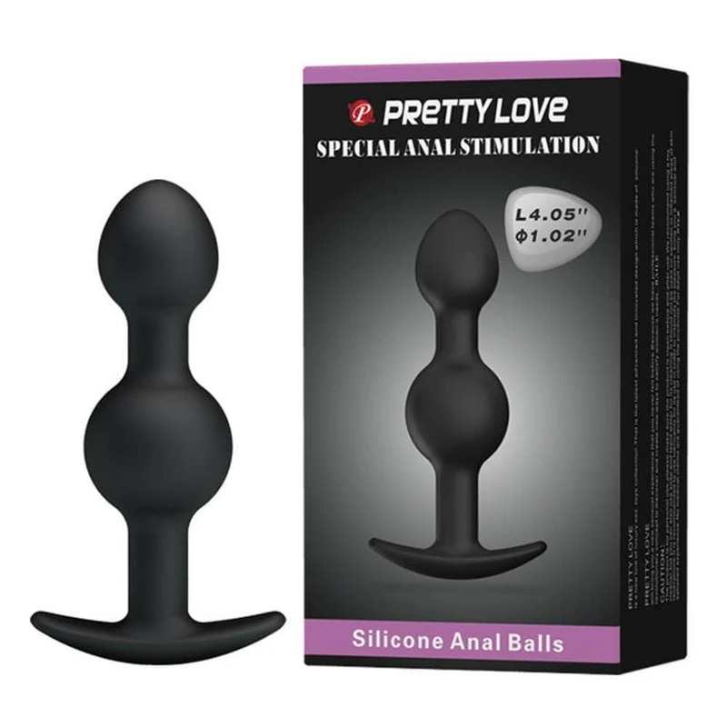 Pretty Love Heavy Balls Silikonski Analni Plug Crne Boje 10,4cm Vodootporan