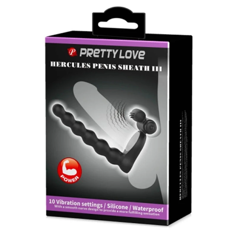 Pretty Love Hercules III Vibrirajući Penis Prsten - Crni, Vodootporni, 10 Funkcija