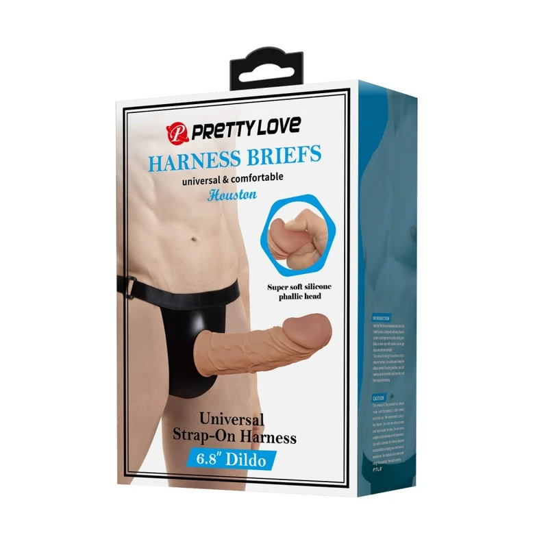 Pretty Love Houston Univerzalni Strap-On Harness 17,5 cm - Vodootporni Dildo za Odrasle