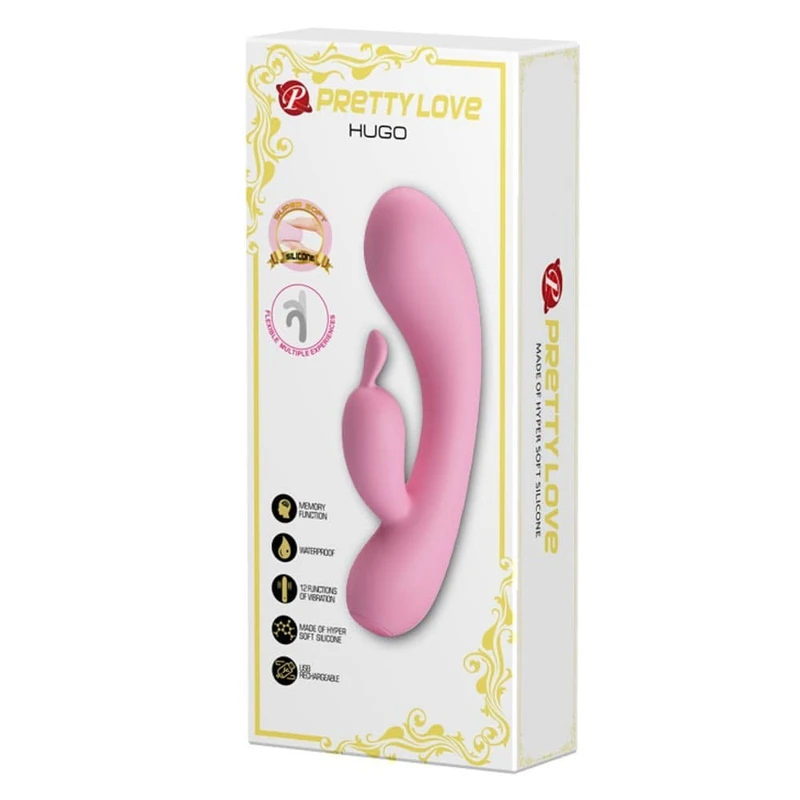 Pretty Love Hugo Pink Rabbit Vibrator sa Klitorijalnim Stimulansom 16,5cm