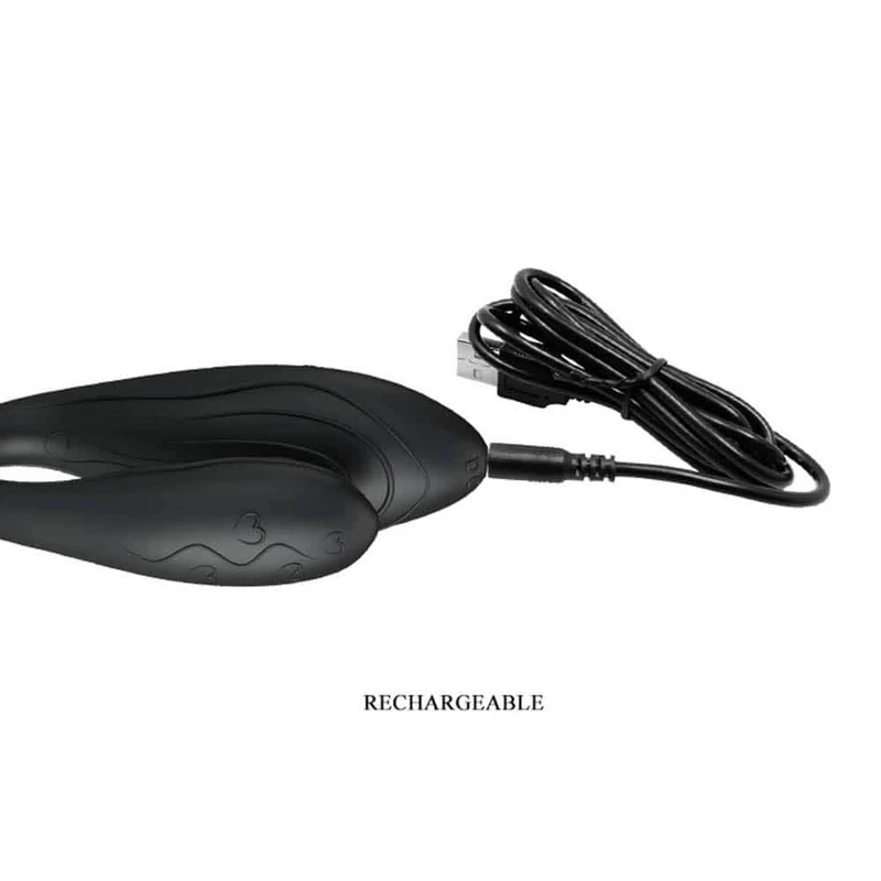 Pretty Love Indulgence Plus Duoblji vibrator za parove sa daljinskim upravljačem, 30 funkcija, crni