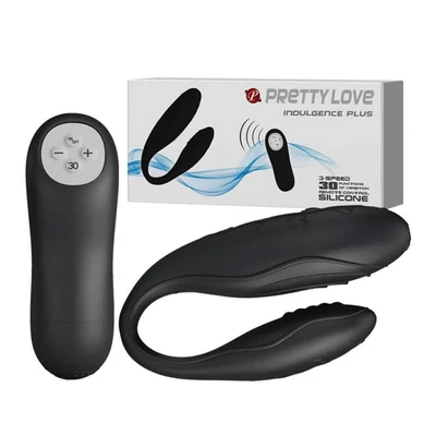 Pretty Love Indulgence Plus Duoblji vibrator za parove sa daljinskim upravljačem, 30 funkcija, crni - Sexy Shop
