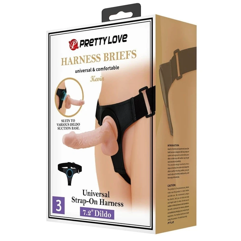 Pretty Love Kevin - Strapon dildo sa testisima - 19cm - crni