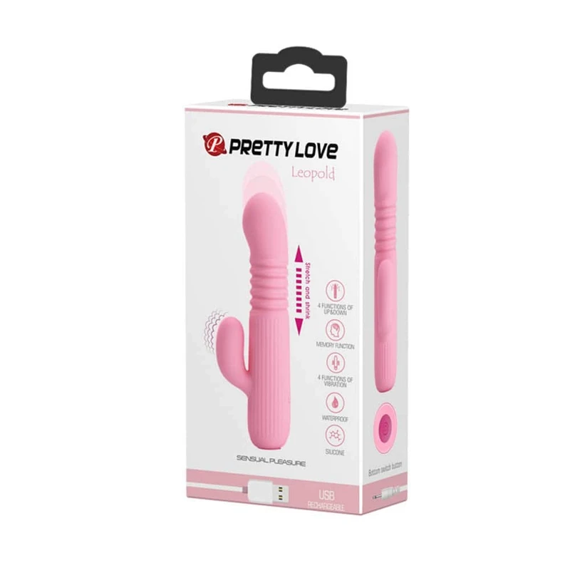 Pretty Love Leopold Baby Pink - Roze vibracija sa stimulansom klitorisa 15,5cm