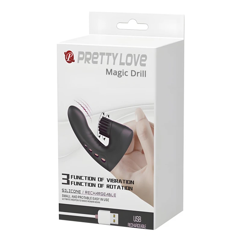 Pretty Love Magic Drill - vibrirajući prsten sa stimulansom klitorisa, crni