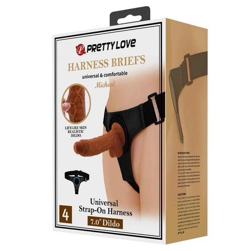 Pretty Love Michael Realističan Strap-On Dildo sa Testisima 20cm Braon