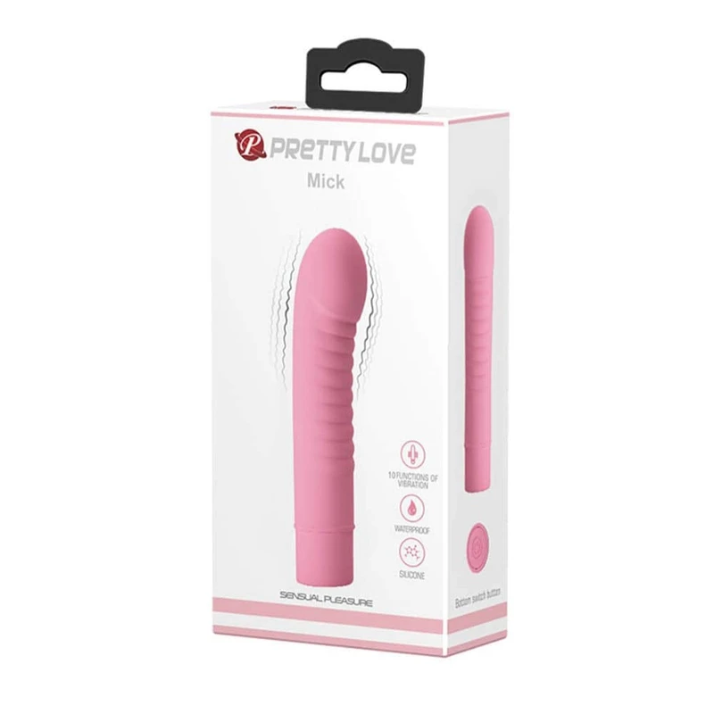 Pretty Love Mick Baby Pink - Vodootporni vibrator za G tačku, 10 funkcija vibracije, 13cm