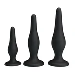 Pretty Love Mini Anal Kit - Silikonski Butt Plug sa 3 veličine, vodootporan, crni