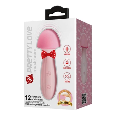 Pretty Love Mini Mushroom Vibrator sa 12 Funkcija, Vodootporan, Roze - Sexy Shop