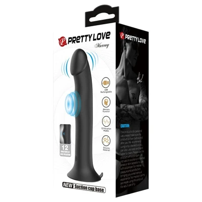 Pretty Love Murray Black - Vibrator sa vakuumskim postoljem, crni, 19cm - Sexy Shop