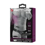 Pretty Love Myron - Vodootporni Vibrirajući Strap-On Dildo Crni 18,5cm