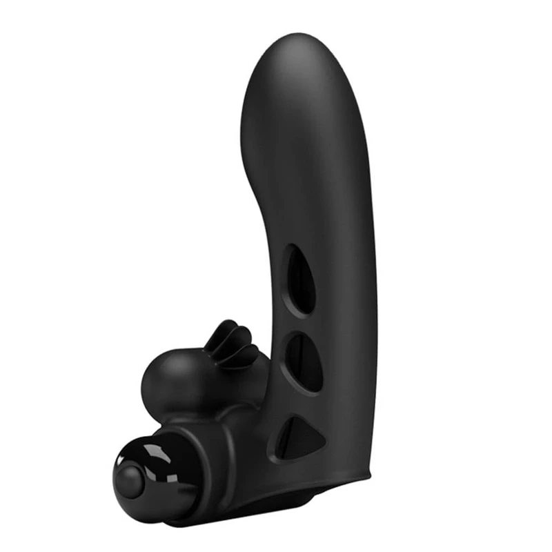 Pretty Love Orlando Black vibrator za prste sa stimulansom klitorisa, 9cm, crni