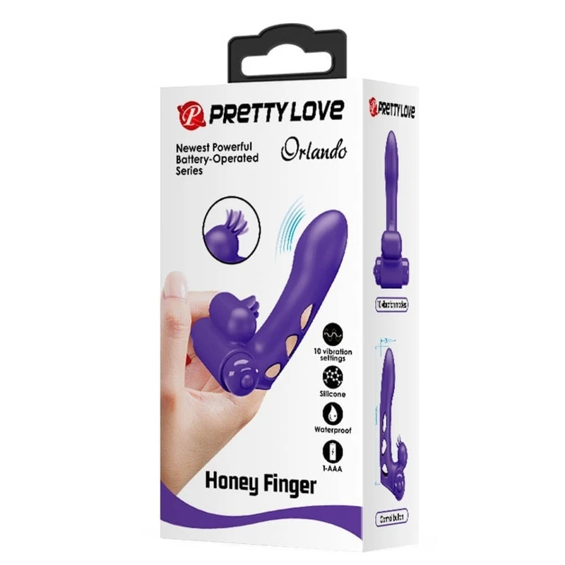 Pretty Love Orlando ljubičasti vibrator sa rukavicom za prste