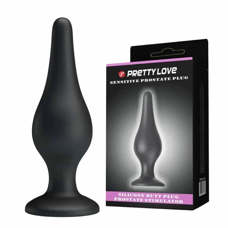 Pretty Love Osetljiv Prostata Plug sa Vakuumskim Postoljem - 14cm, Crni