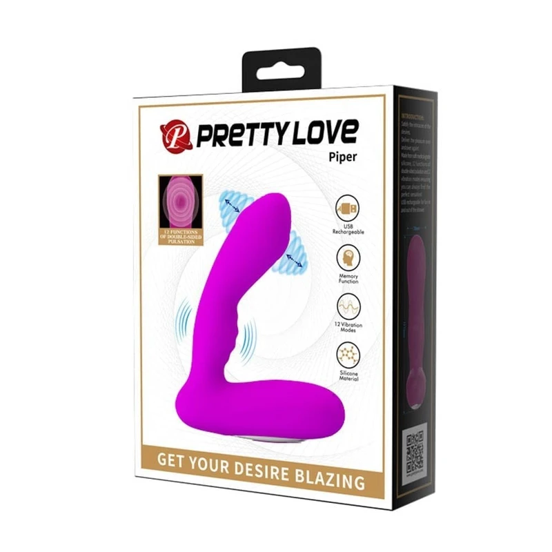 Pretty Love Piper Prostata Vibrator sa 12 Vibracija i Pulsacija, Vodootporan, Ljubičast 