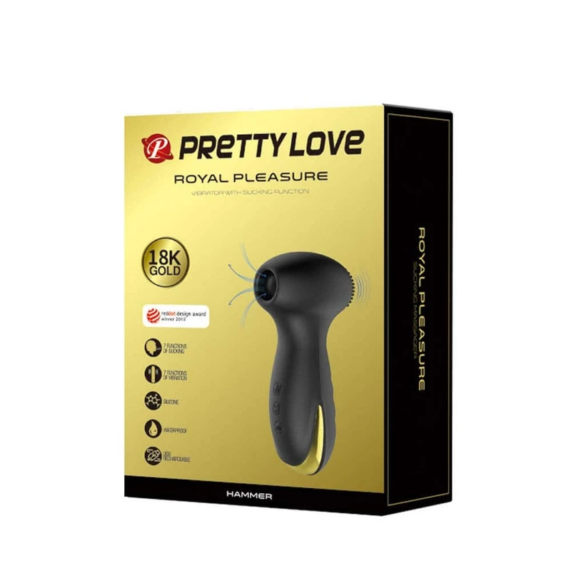 Pretty Love Royal Pleasure Hammer - Crni/Zlatni Vodootporni Vibrator sa Usisavanjem