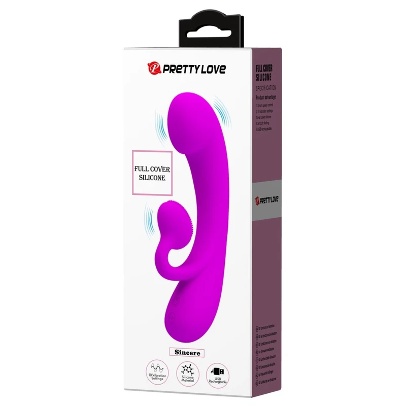 Pretty Love Sincere ljubičasti vibrator sa stimulansom klitorisa i G tačkom, vodootporni