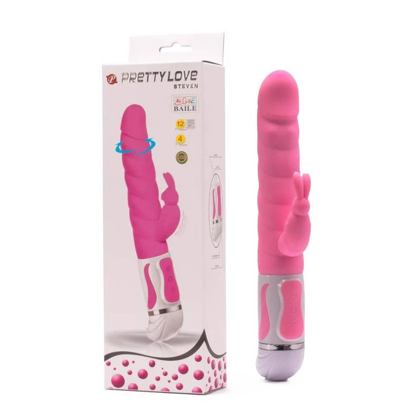 Pretty Love Steven - Rabbitski vibrator sa klitoralnim stimulansom, vodootporan, roza