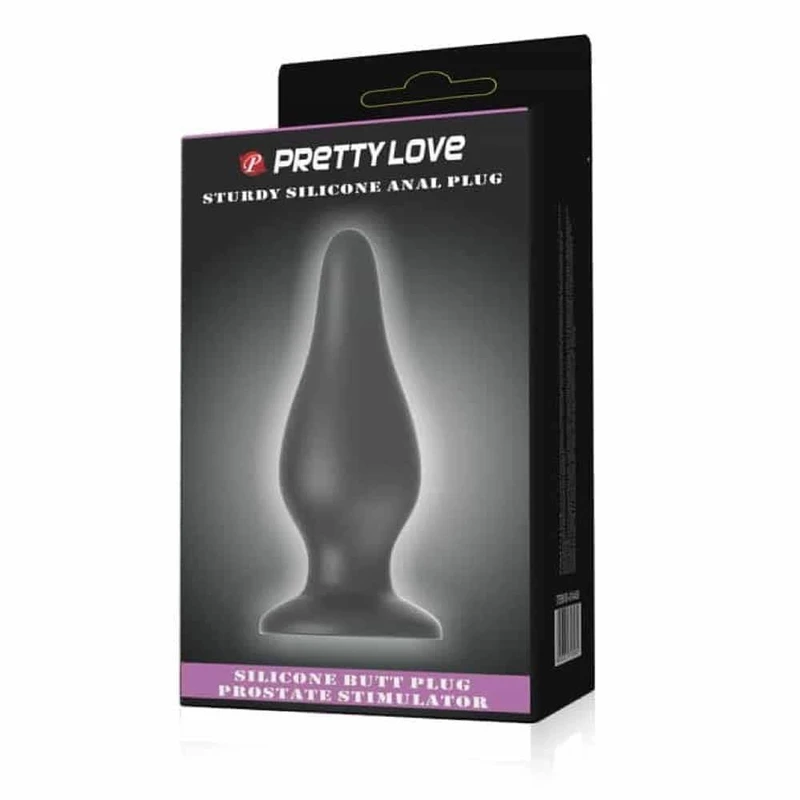 Pretty Love Sturdy Silikonski Analni Čep sa Vakuumskim Postoljem - Crni