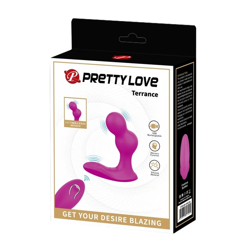 Pretty Love Terrance - Daljinski upravljani analni vibrator, ljubičasti, vodootporni, 12 vibracionih modova