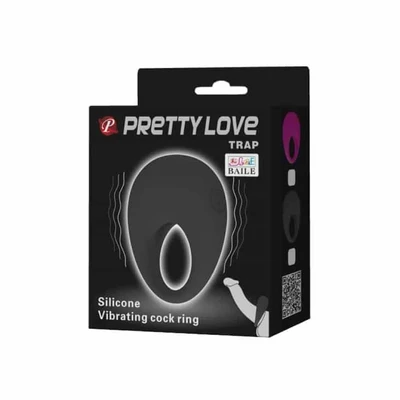 Pretty Love Trap crni vibrirajući prsten za penis sa stimulansom klitorisa - Sexy Shop