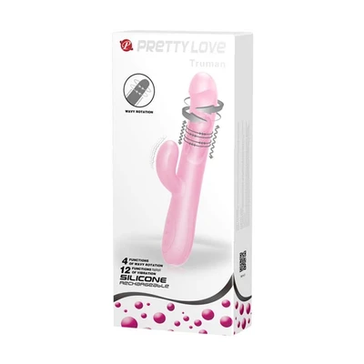 Pretty Love Truman Pink - Rotirajući vibrator sa stimulansom klitorisa, 12 funkcija vibracije, vodootporan, 23,8 cm - Sexy Shop